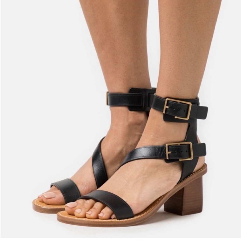 NEW ZADIG & VOLTAIRE Cecelia Caprese Black Leather Strappy Ankle Sandals 39 8